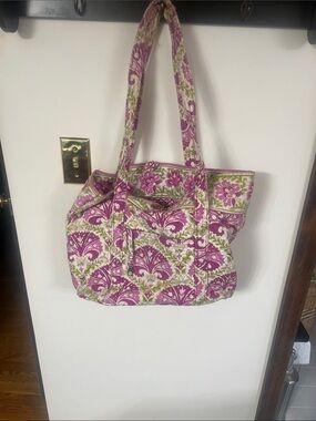 Quilted Floral Tote Bag - Pink & Green